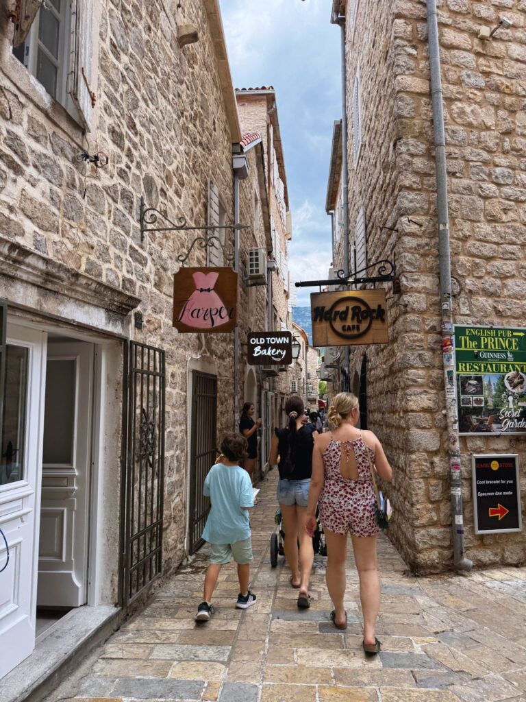 People walking in Old Town Budva
