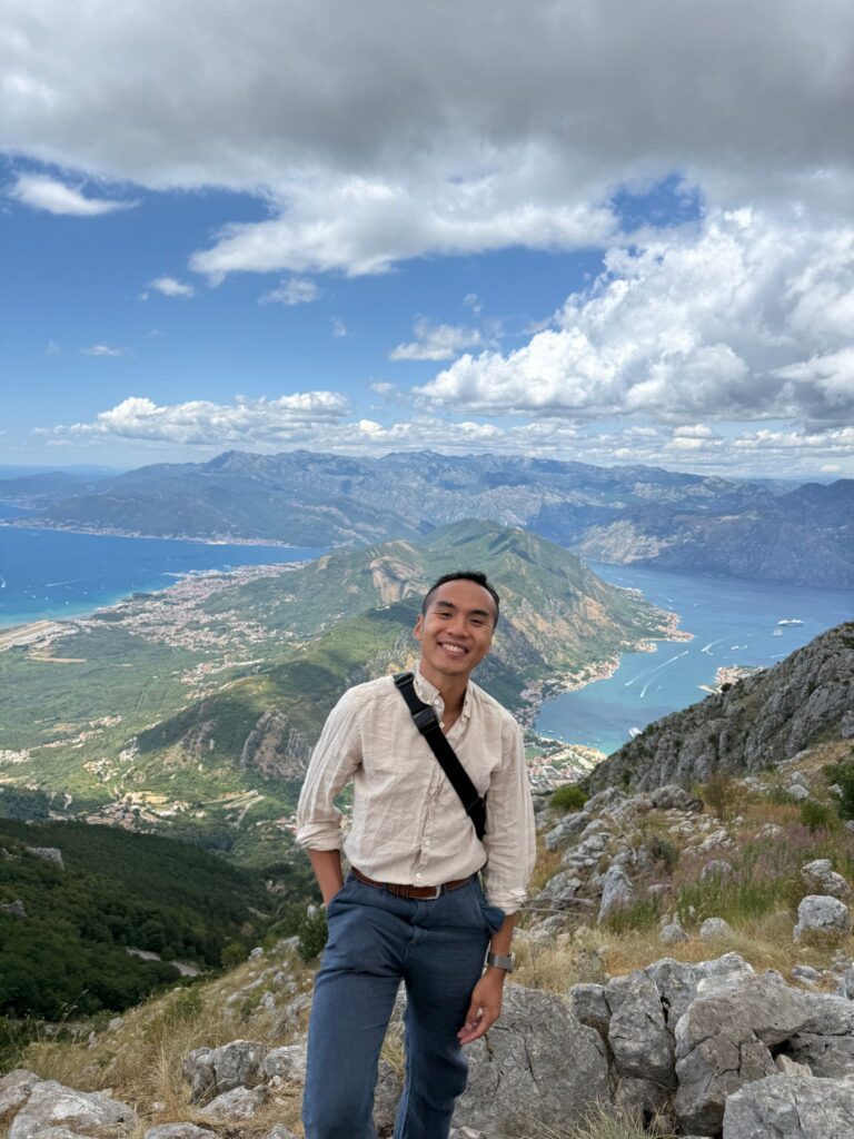 Person at the top of Lovcén Cable Car ride