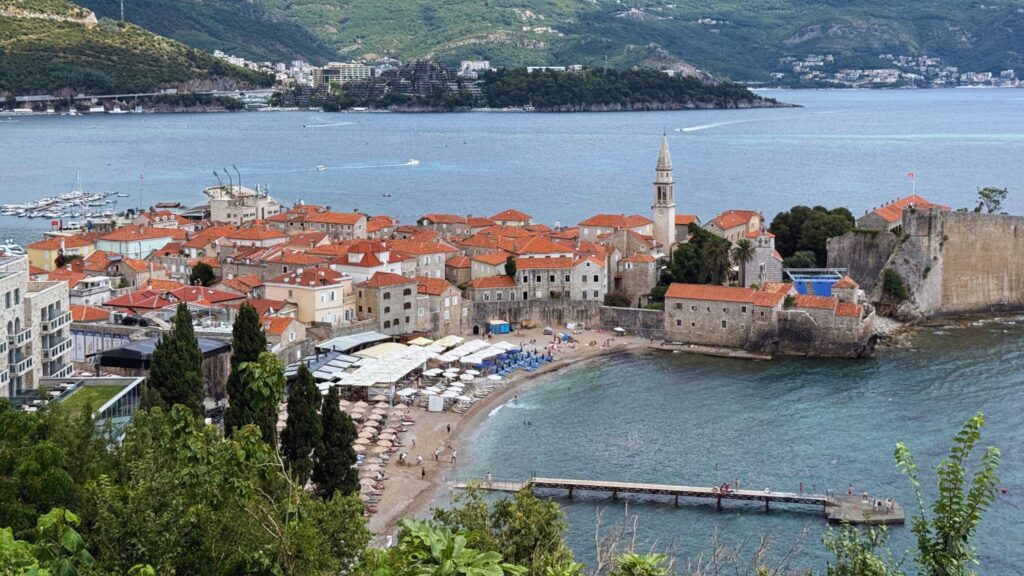 View of Old Town Budva from restaurant