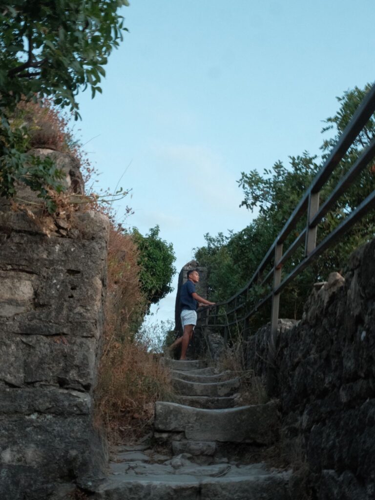 Person hiking Kotor Fortress