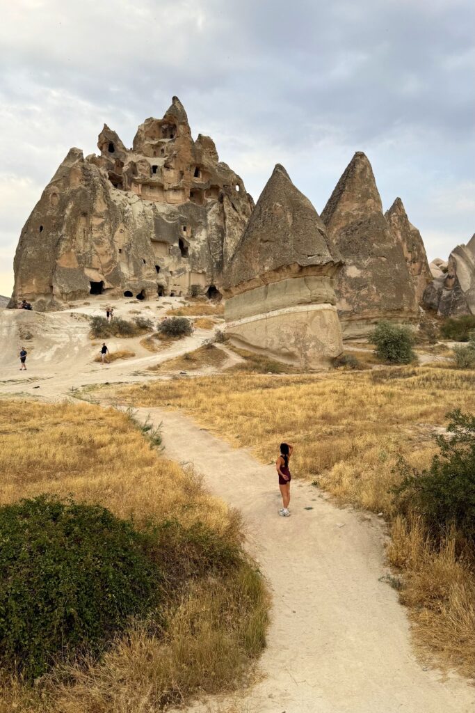 Fairy chimney rock formations in Cappadocia, Turkey.