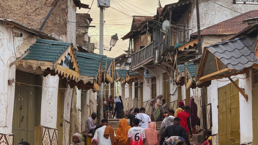 Crowded alley in the old town of Harar, Ethiopia