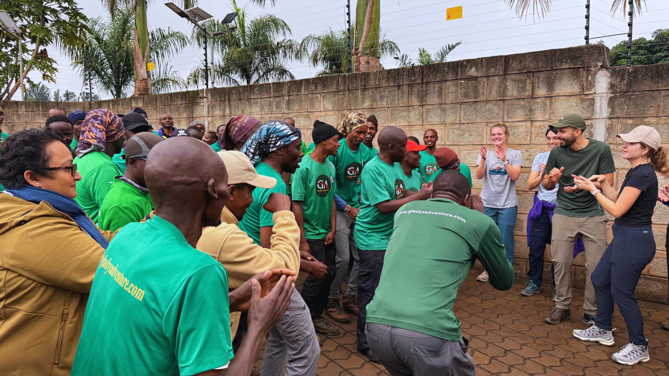 Kilimanjaro porters celebrating with a dance at camp