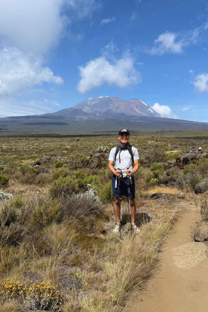 Portrait on the Kilimanjaro trail through the moorland zone