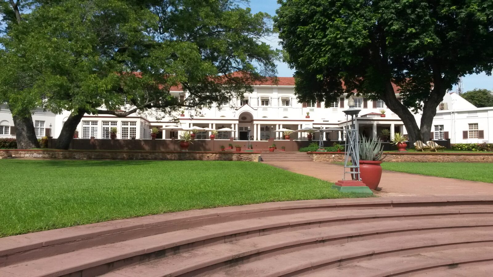 View of Victoria Falls Hotel from behind