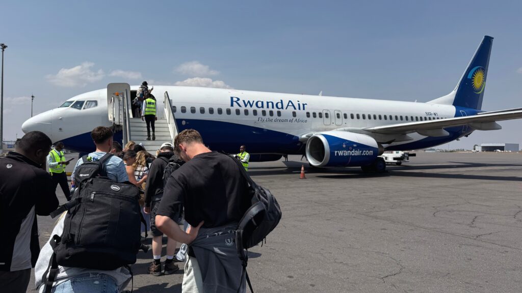 Boarding a flight at Kigali International Airport, Rwanda